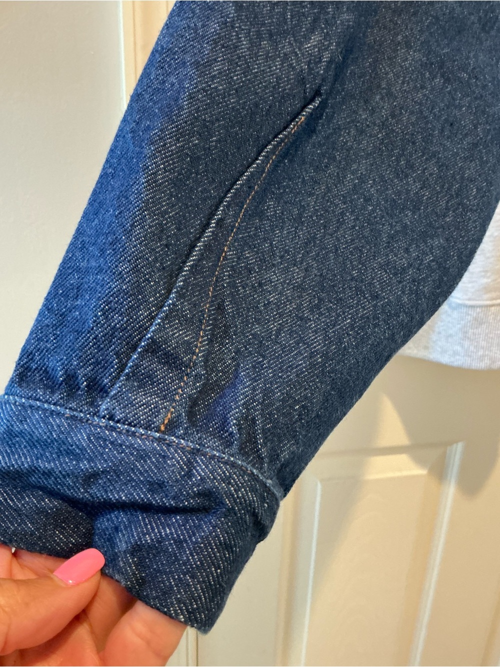 Zara Denim & Gray Oversized Slouchy Sweatshirt Chunky Streetwear Preppy SZ Med - Picture 7 of 13